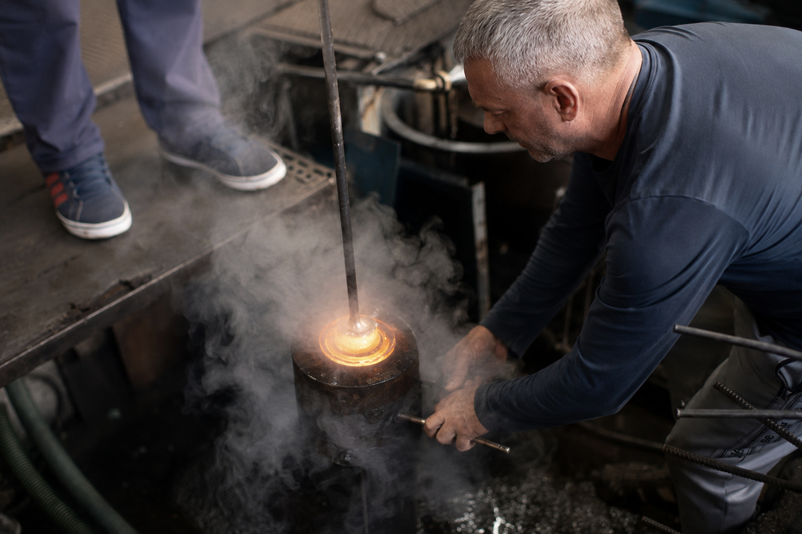 Metal being worked in a specialist workshop for BEL ET BIEN
