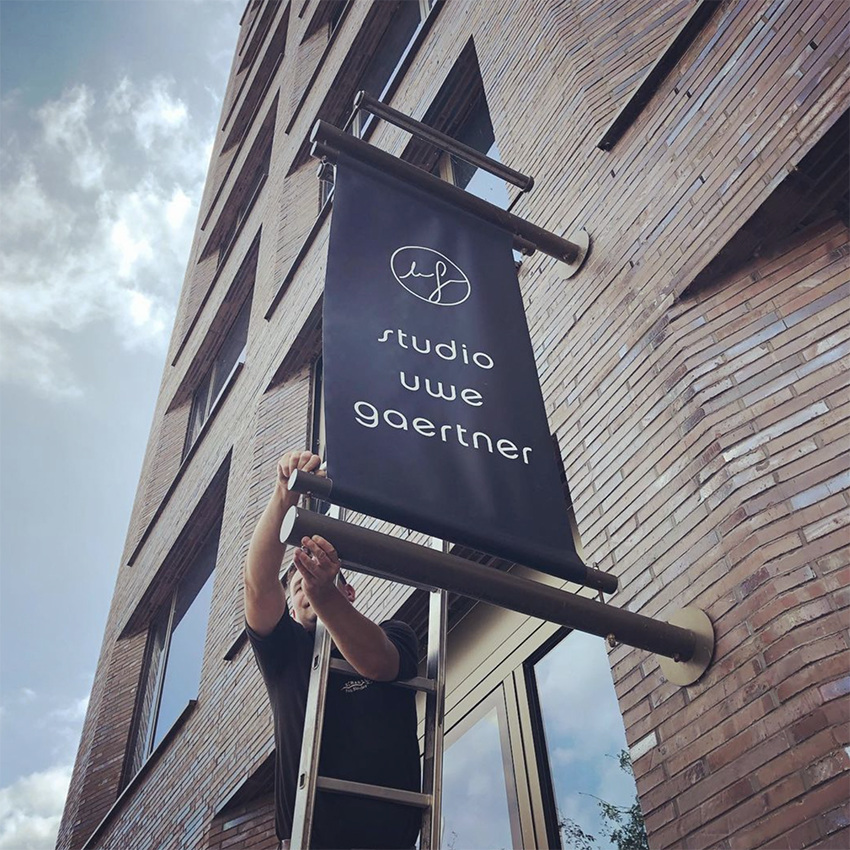 Studio Uwe Gaertner sign at the showroom
