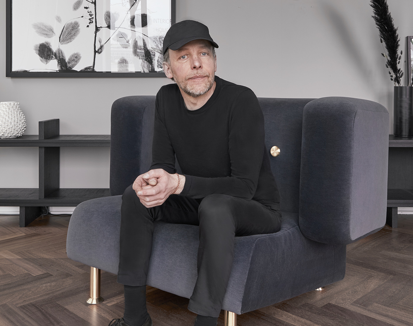 Uwe Gaertner seated in the Hamburg studio
